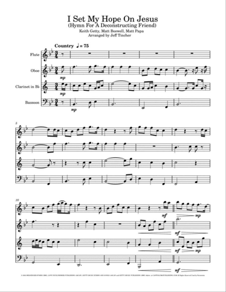I Set My Hope On Jesus (Hymn For A Deconstructing Friend) Woodwind Quartet scores gallery preview page 2