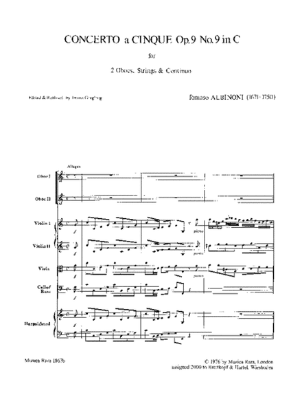 Concerto a 5 in C major Op. 9/9