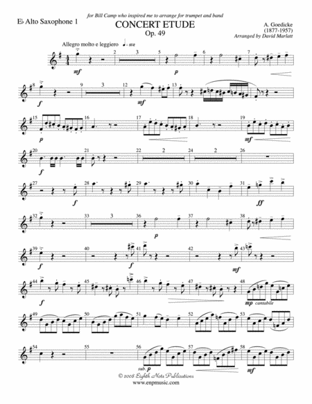 Concert Etude, Op. 49 (Solo Trumpet and Concert Band): E-flat Alto Saxophone