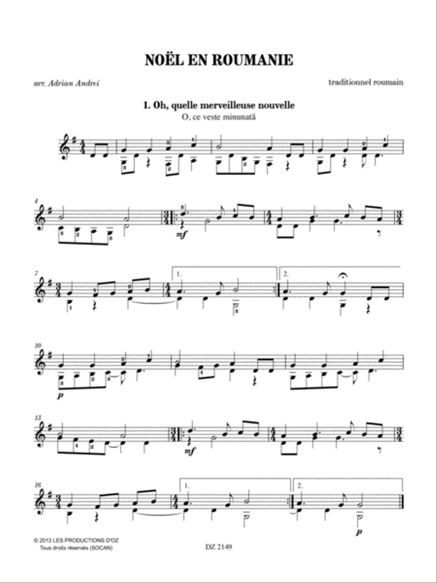 Noël en Roumanie Noël en Roumanie Classical Guitar scores gallery preview page 2