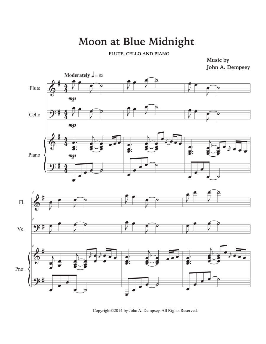 Moon at Blue Midnight (Trio for Flute, Cello and Piano) Small Ensemble scores gallery preview page 5