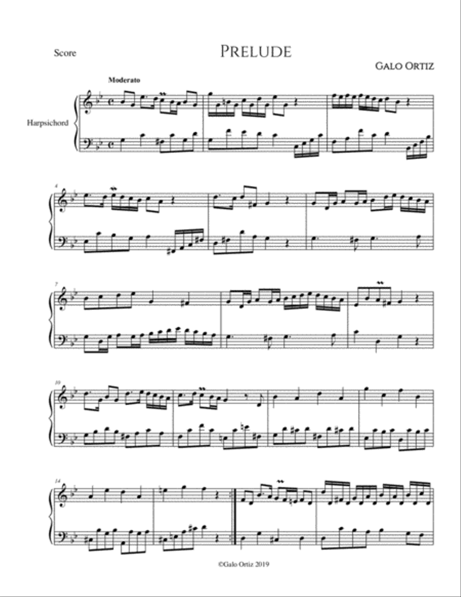 Prelude - Galo Ortiz Harpsichord scores gallery preview page 1