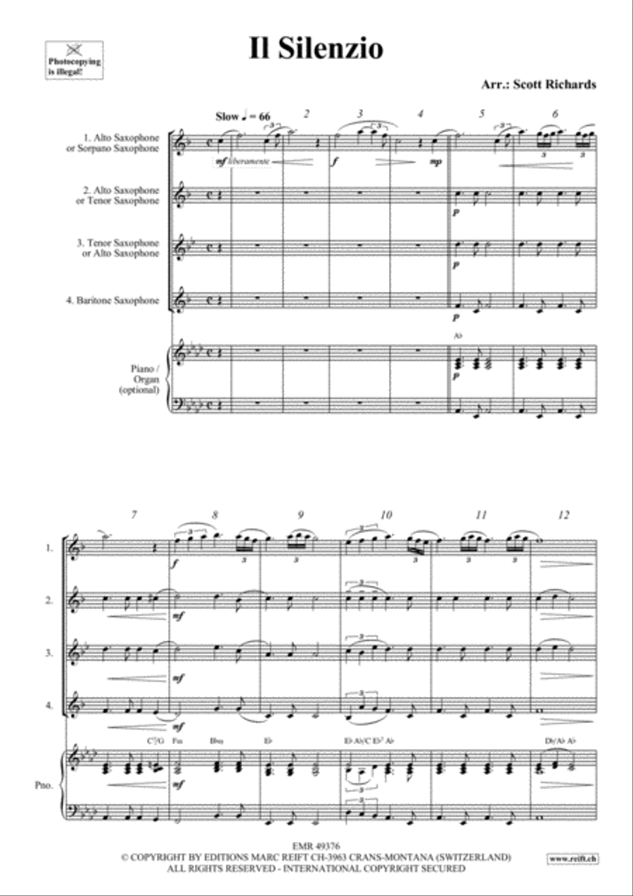 Il Silenzio Il Silenzio Saxophone Quartet scores gallery preview page 3