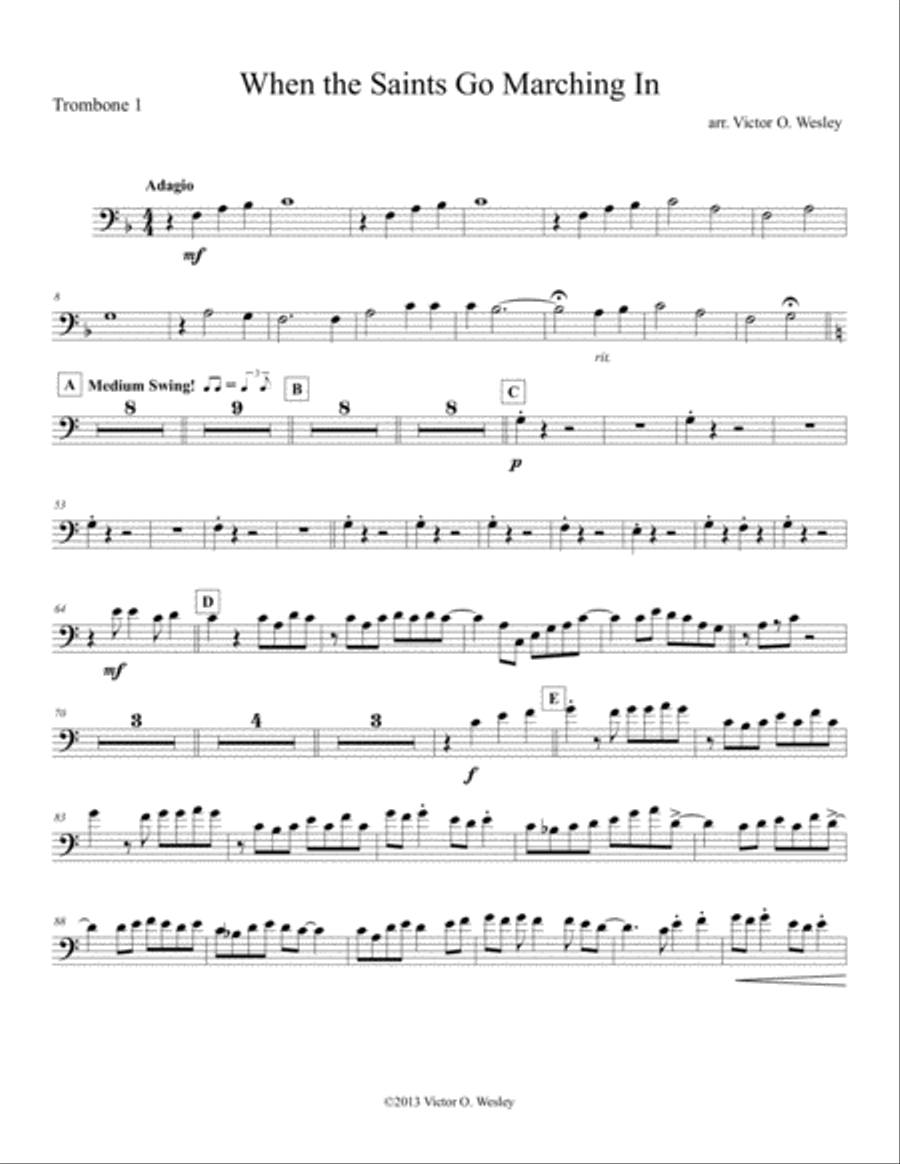 When the Saints Go Marching In Brass Ensemble scores gallery preview page 5