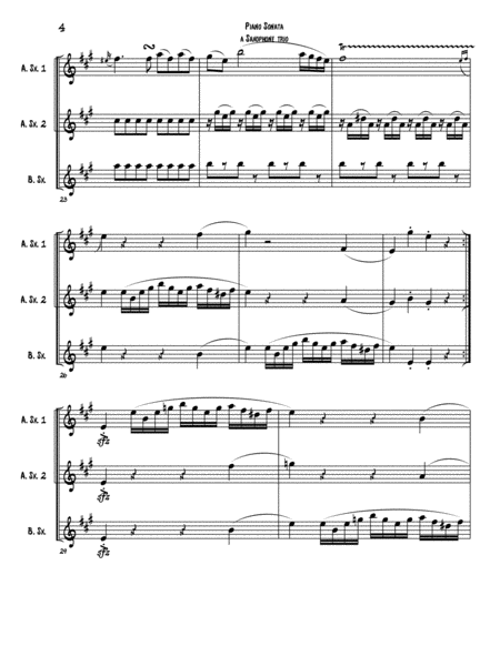 Mozart's Sonata K545 Adapted for a Saxophone Trio image number null