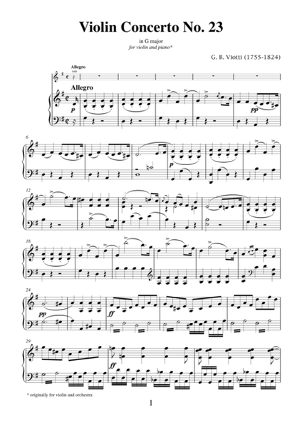 Viotti - Concerto in G major No.23 for violin and piano