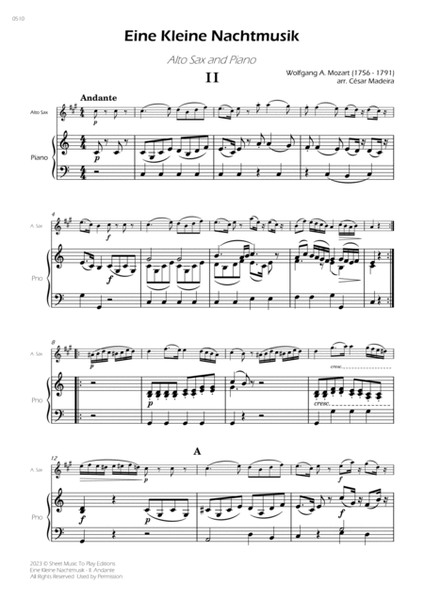 Eine Kleine Nachtmusik (2 mov.) - Alto Sax and Piano (Full Score and Parts) image number null