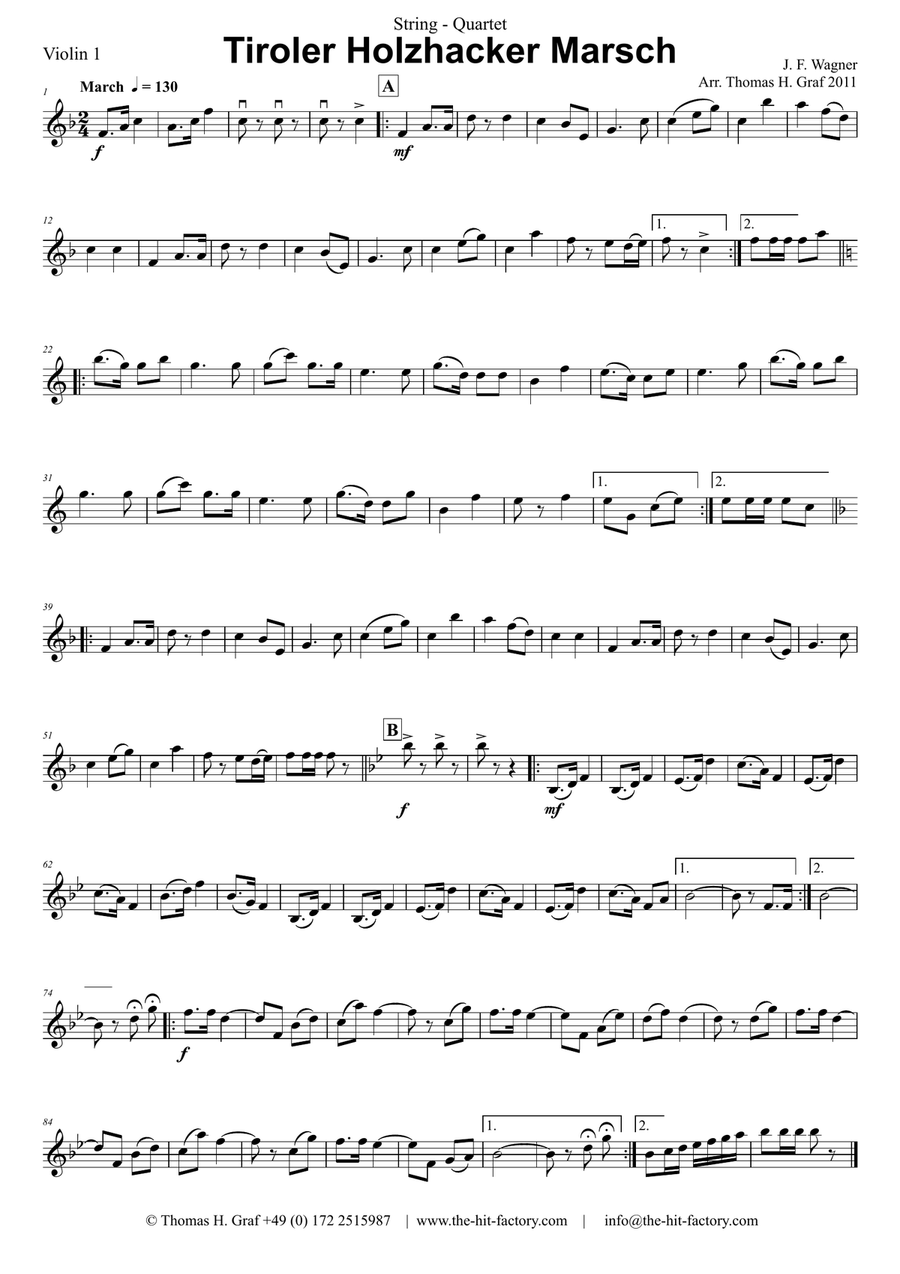 Tiroler Holzhacker Marsch - German Polka March - Oktoberfest - String Quartet String Quartet scores gallery preview page 3