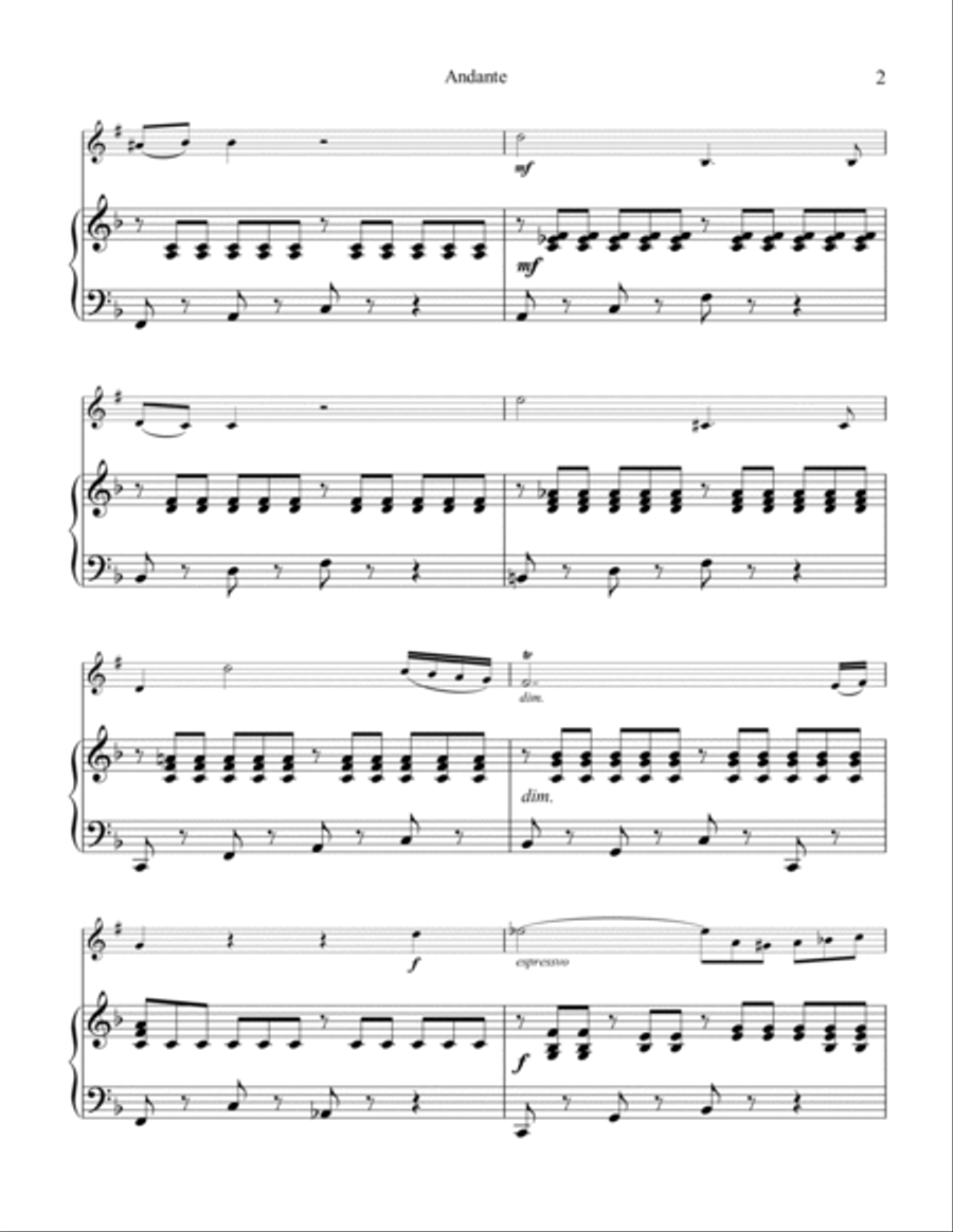 Andante from piano concerto no. 21 (Elvira Madigan) for clarinet in Bb and piano B-Flat Clarinet scores gallery preview page 3