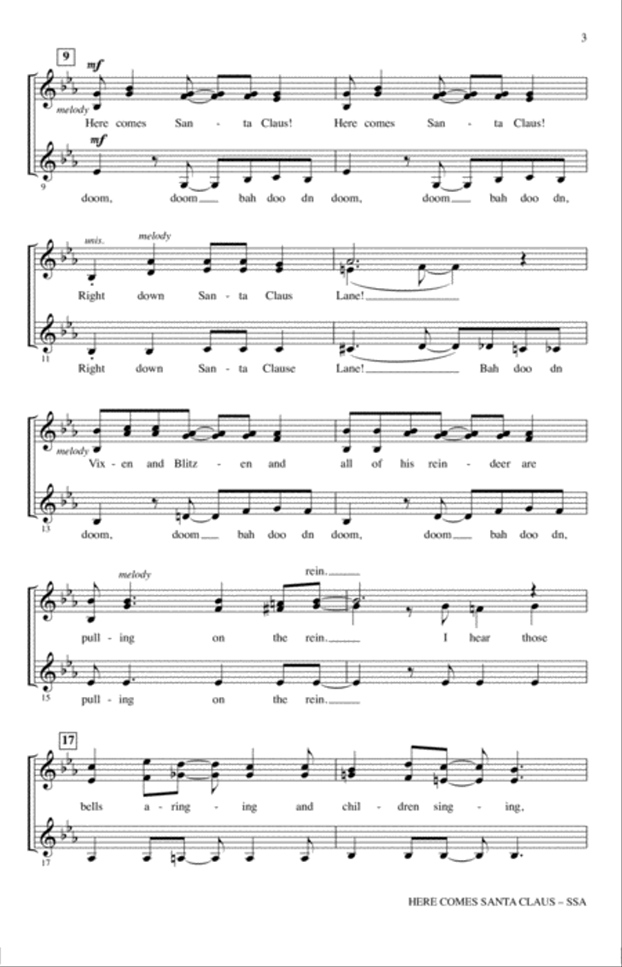 Here Comes Santa Claus (Right Down Santa Claus Lane) (Arr. Kirby Shaw) SSA scores gallery preview page 2
