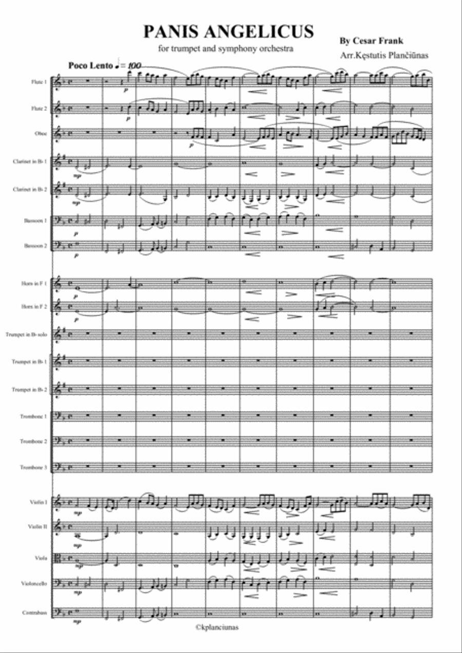 Panis Angelicus (For Trumpet in Bb and symphony orchestra) Full Orchestra scores gallery preview page 2