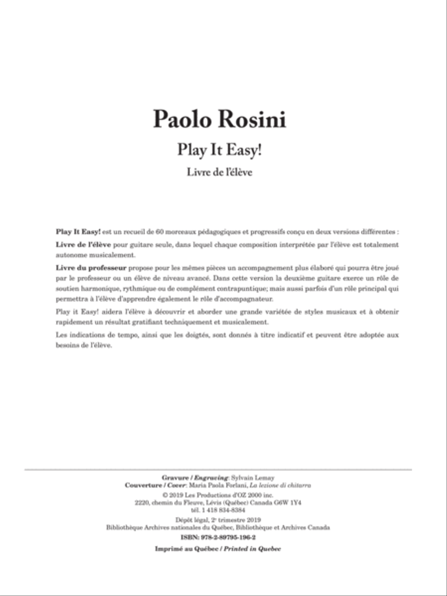 Play It Easy! Livre de l'élève Classical Guitar scores gallery preview page 1