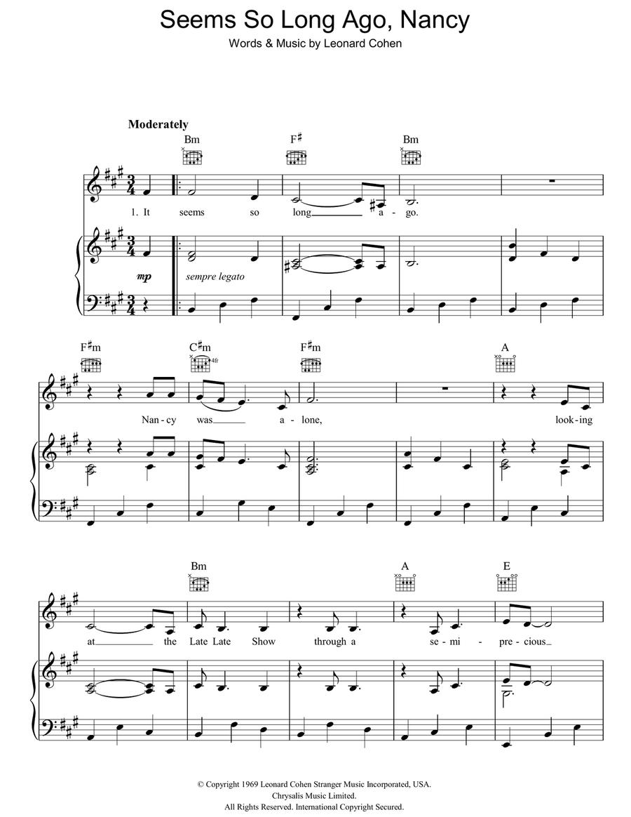 Seems So Long Ago, Nancy Piano, Vocal, Guitar scores gallery preview page 1