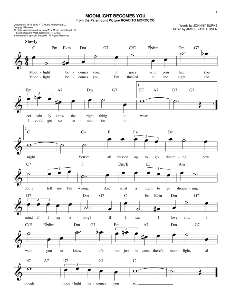 Moonlight Becomes You Moonlight Becomes You Piano scores gallery preview page 1
