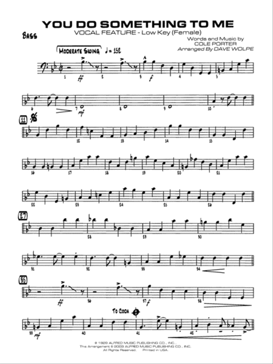 You Do Something to Me: String Bass Jazz Ensemble scores gallery preview page 1