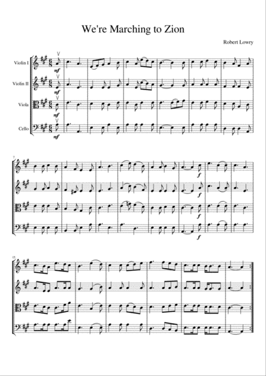 We're Marching to Zion We're Marching to Zion String Quartet scores gallery preview page 2