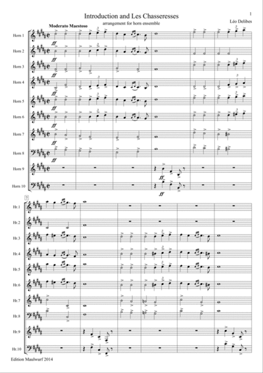 Prelude and Les Chasseresses Horn scores gallery preview page 3