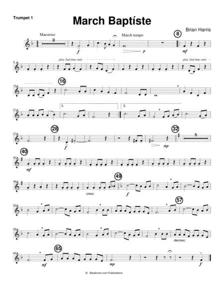 MARCH BAPTISTE (concert band - medium easy - score, parts & license to copy) image number null