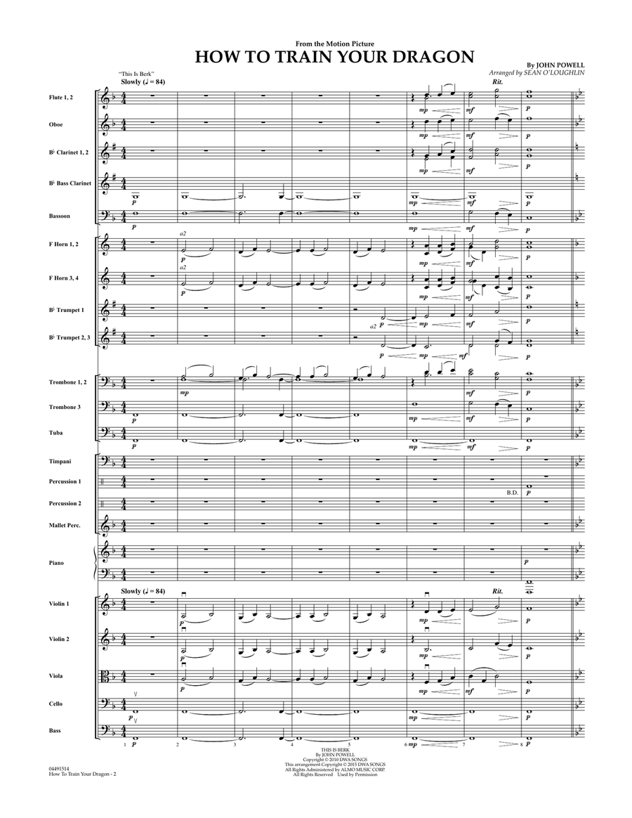 How to Train Your Dragon - Conductor Score (Full Score) Full Orchestra scores gallery preview page 2