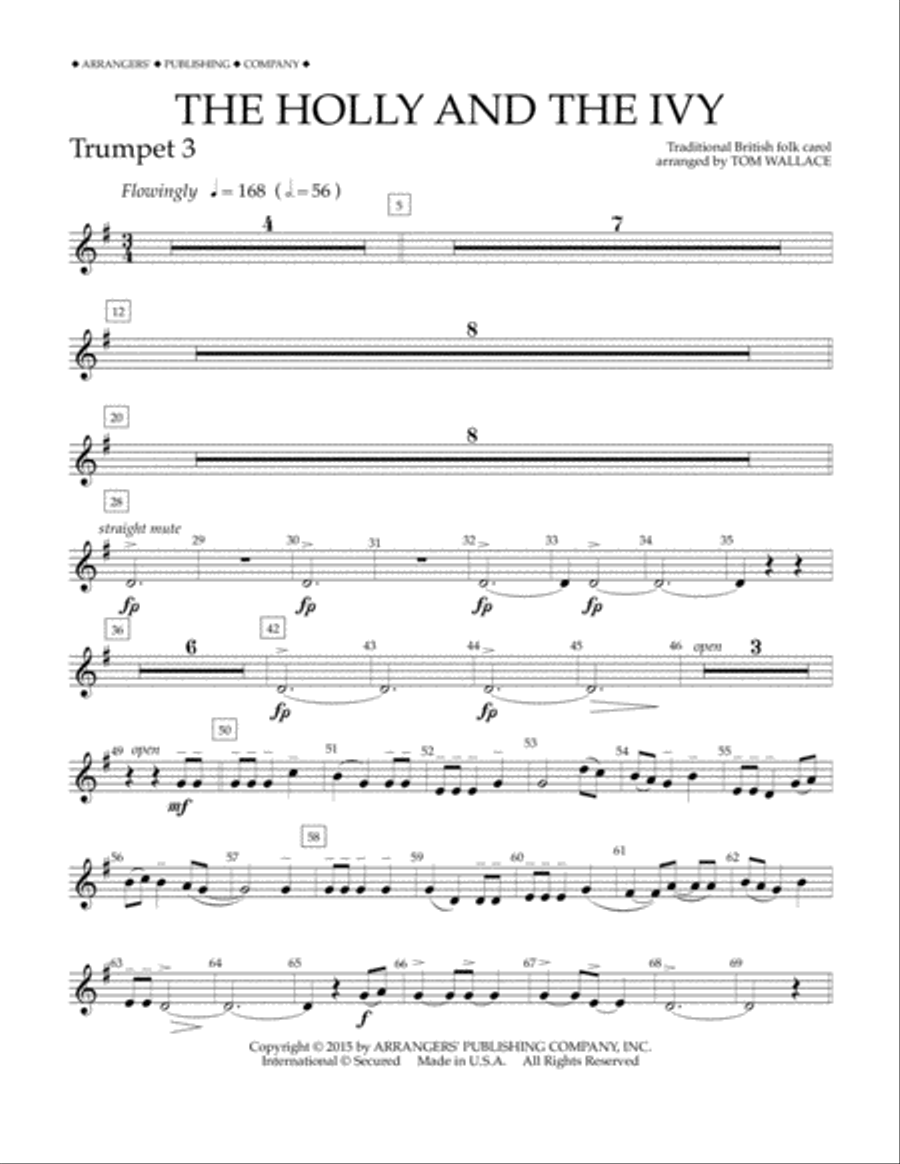 The Holly and the Ivy - Bb Trumpet 3 Concert Band scores gallery preview page 1