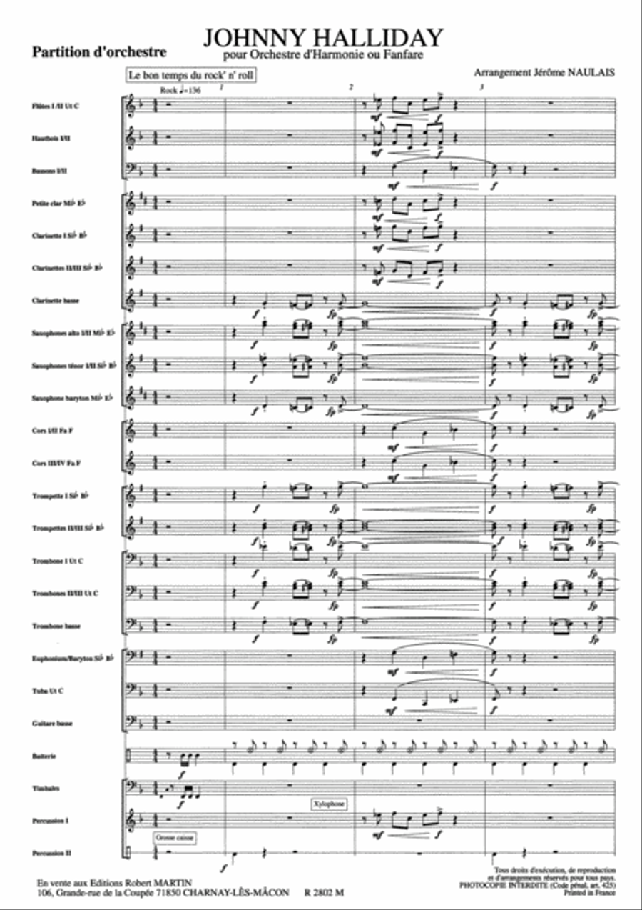 Johnny Hallyday Concert Band scores gallery preview page 2