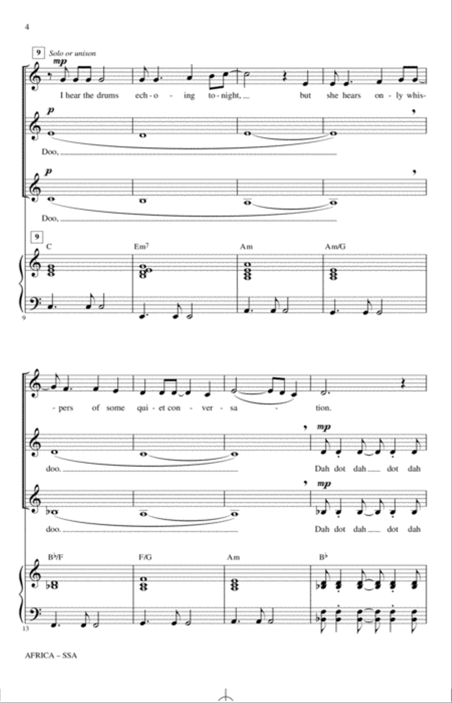 Africa (arr. Audrey Snyder) SSA scores gallery preview page 2