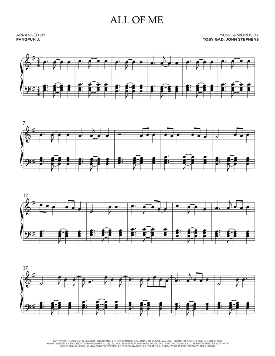 All Of Me Piano Solo scores gallery preview page 1
