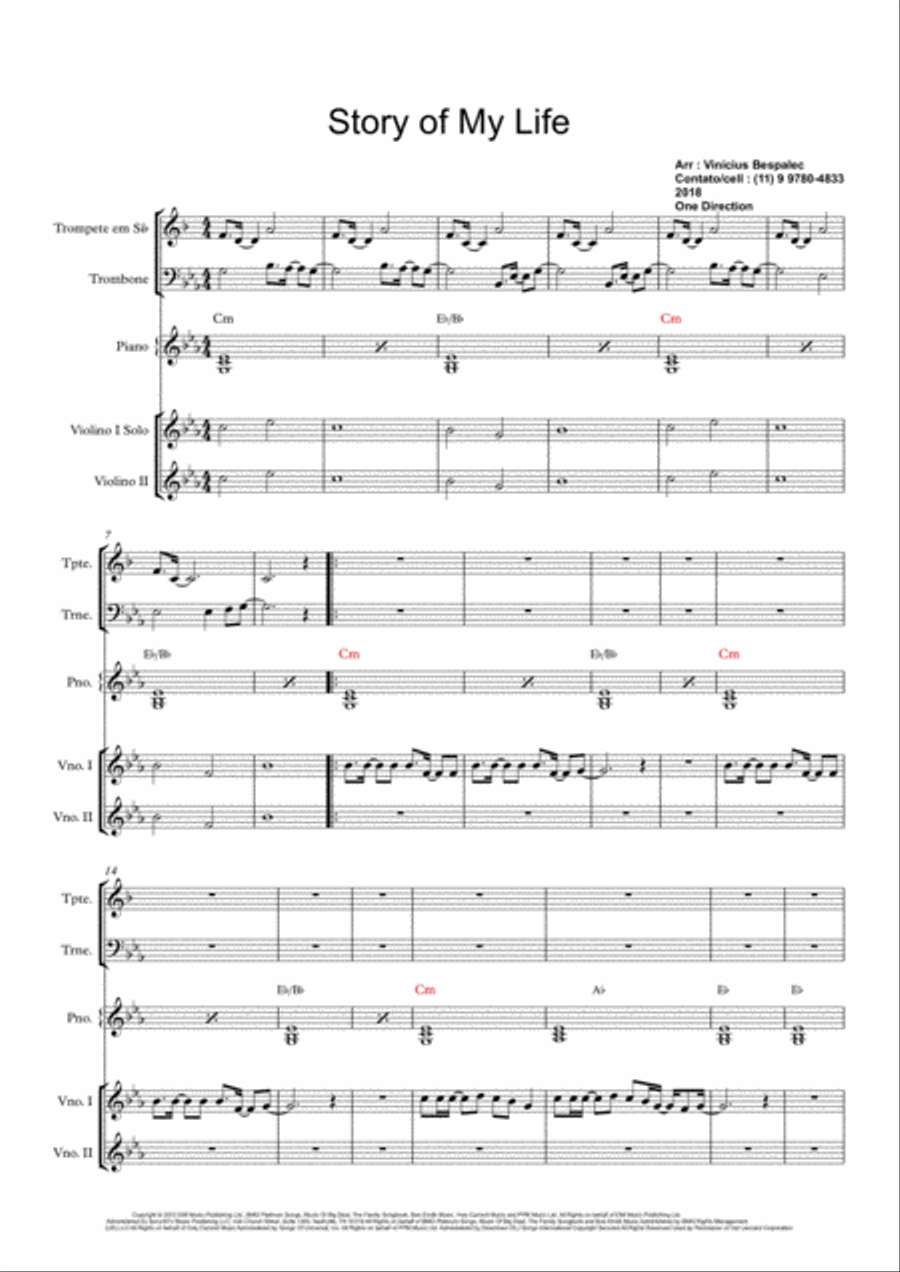Story Of My Life Story Of My Life Small Ensemble scores gallery preview page 1
