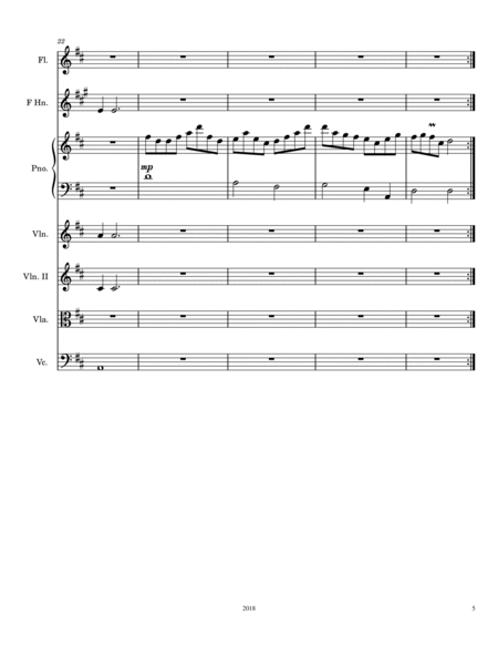 Piece for Strings, Horn, and Flute - Full Score - Score Only image number null