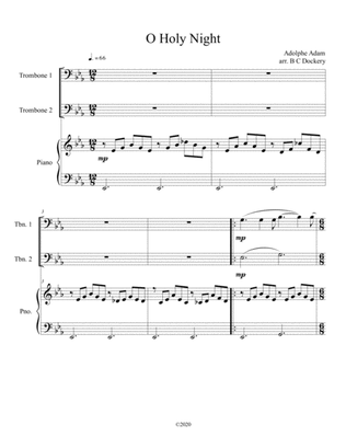 O Holy Night (trombone duet) with piano accompaniment