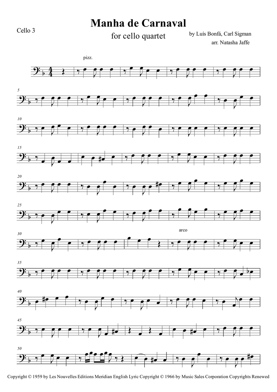 A Day In The Life Of A Fool (manha De Carnaval) String Quartet scores gallery preview page 3