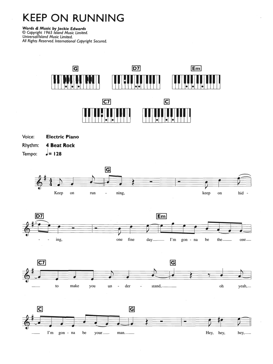 Keep On Running Keep On Running Piano Solo scores gallery preview page 1