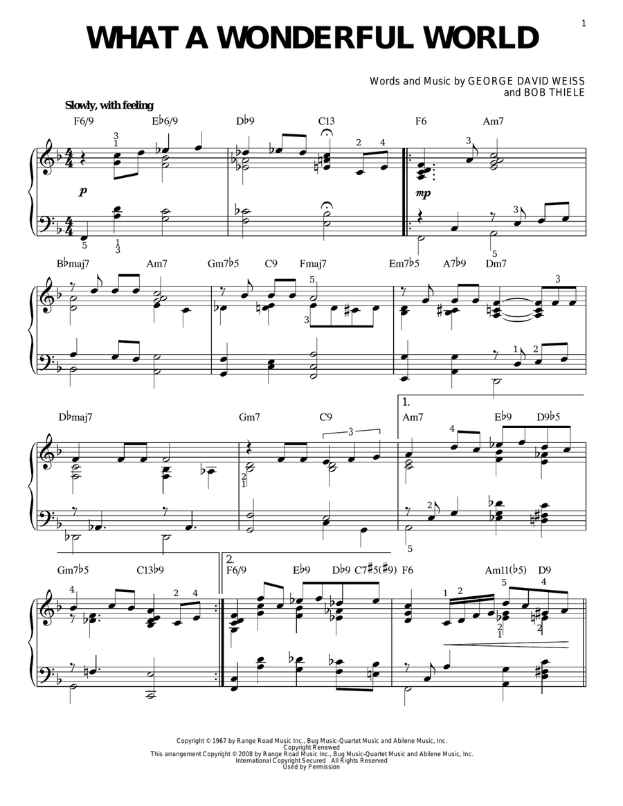 What A Wonderful World [Jazz version] (arr. Brent Edstrom) Piano Solo scores gallery preview page 1