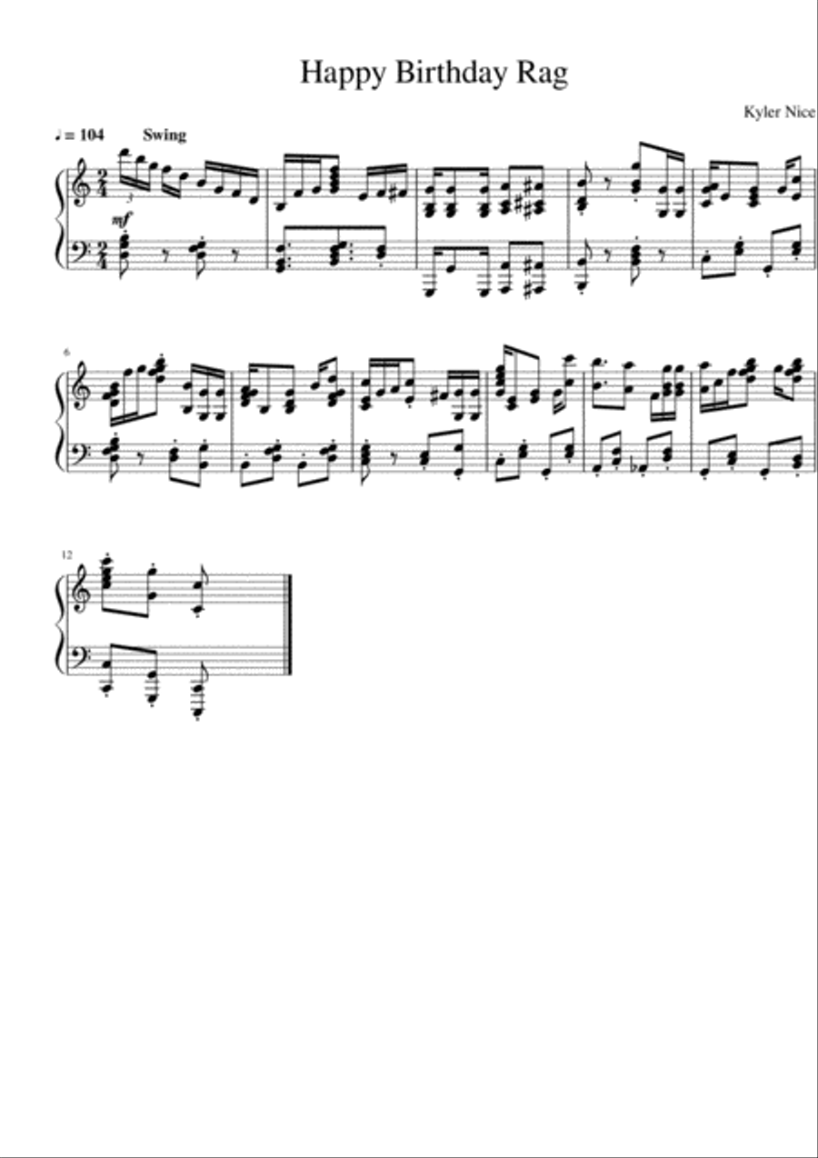 Happy Birthday Rag Piano Solo scores gallery preview page 1