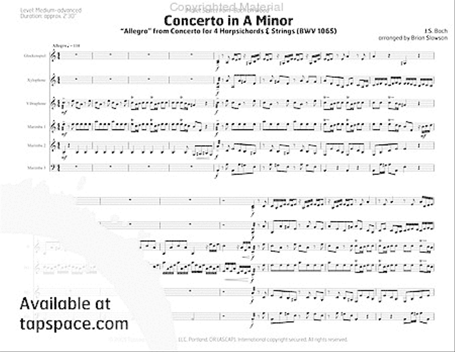 Concerto in A Minor Percussion Ensemble scores gallery preview page 6