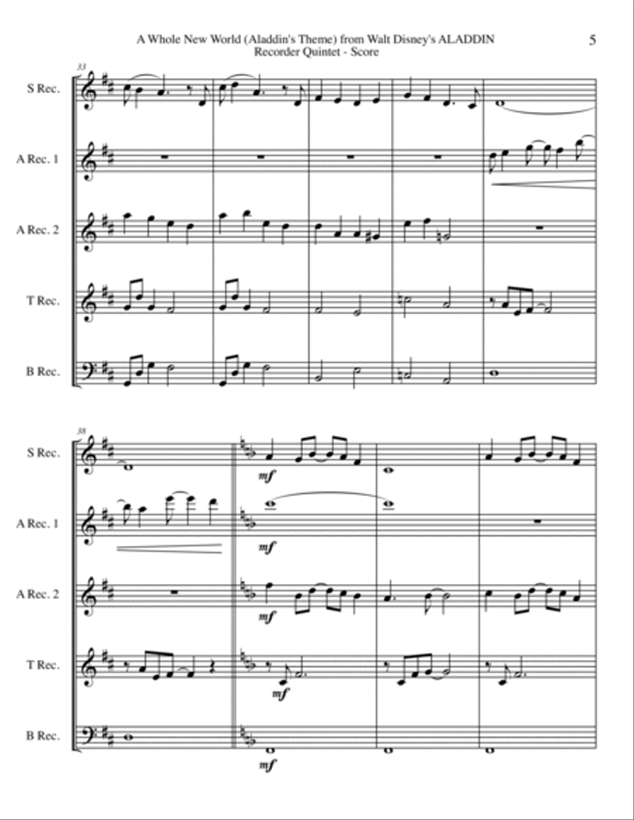 A Whole New World (from 'Aladdin') Small Ensemble scores gallery preview page 5