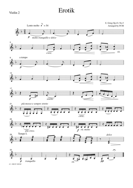 Grieg Erotik Op.43,No.5, for string quartet, CG201 image number null
