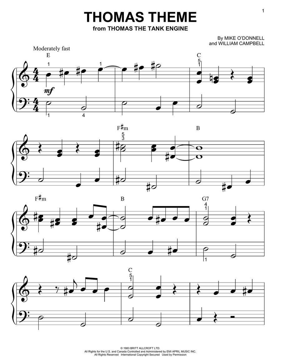Thomas the tank engine theme best sale on piano