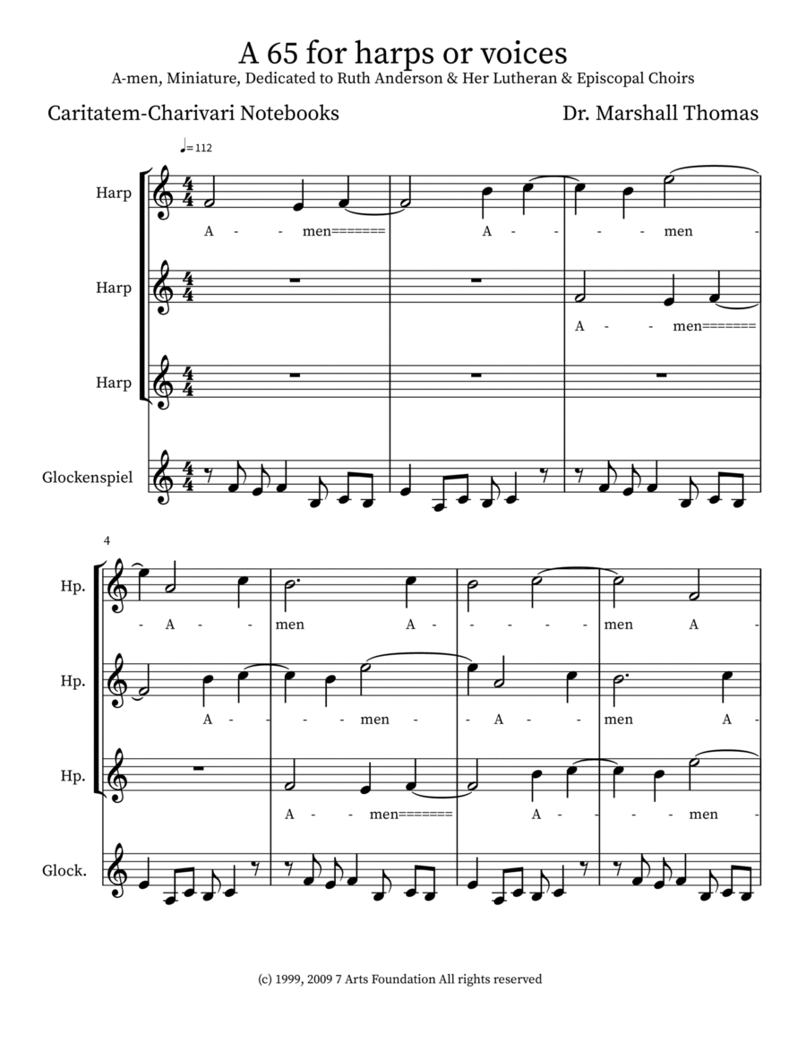 A 65 for harps or voices Voice scores gallery preview page 1