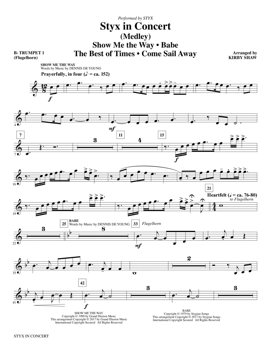 Styx in Concert - Bb Trumpet 1 Choir scores gallery preview page 1
