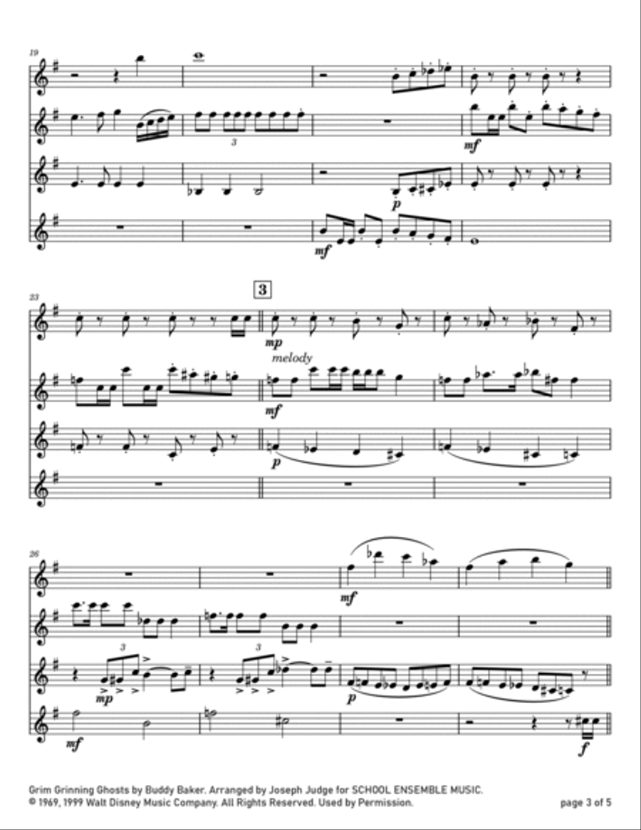 Grim Grinning Ghosts Clarinet Quartet scores gallery preview page 3