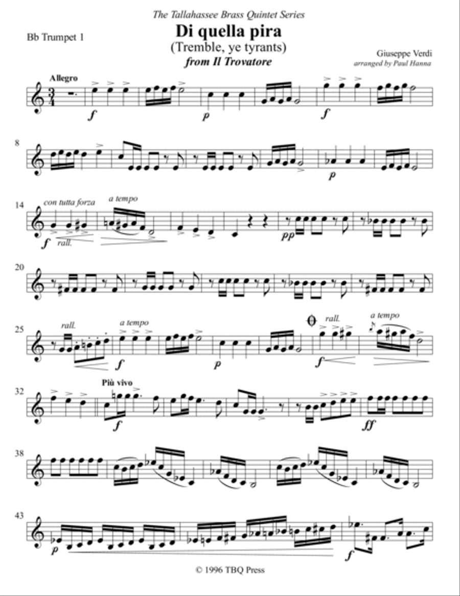 Di Quella Pira (Tremble, Ye Tyrants) Brass Ensemble scores gallery preview page 2