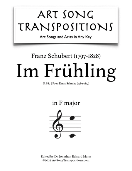 SCHUBERT: Im Frühling, D. 882 (transposed to F major)