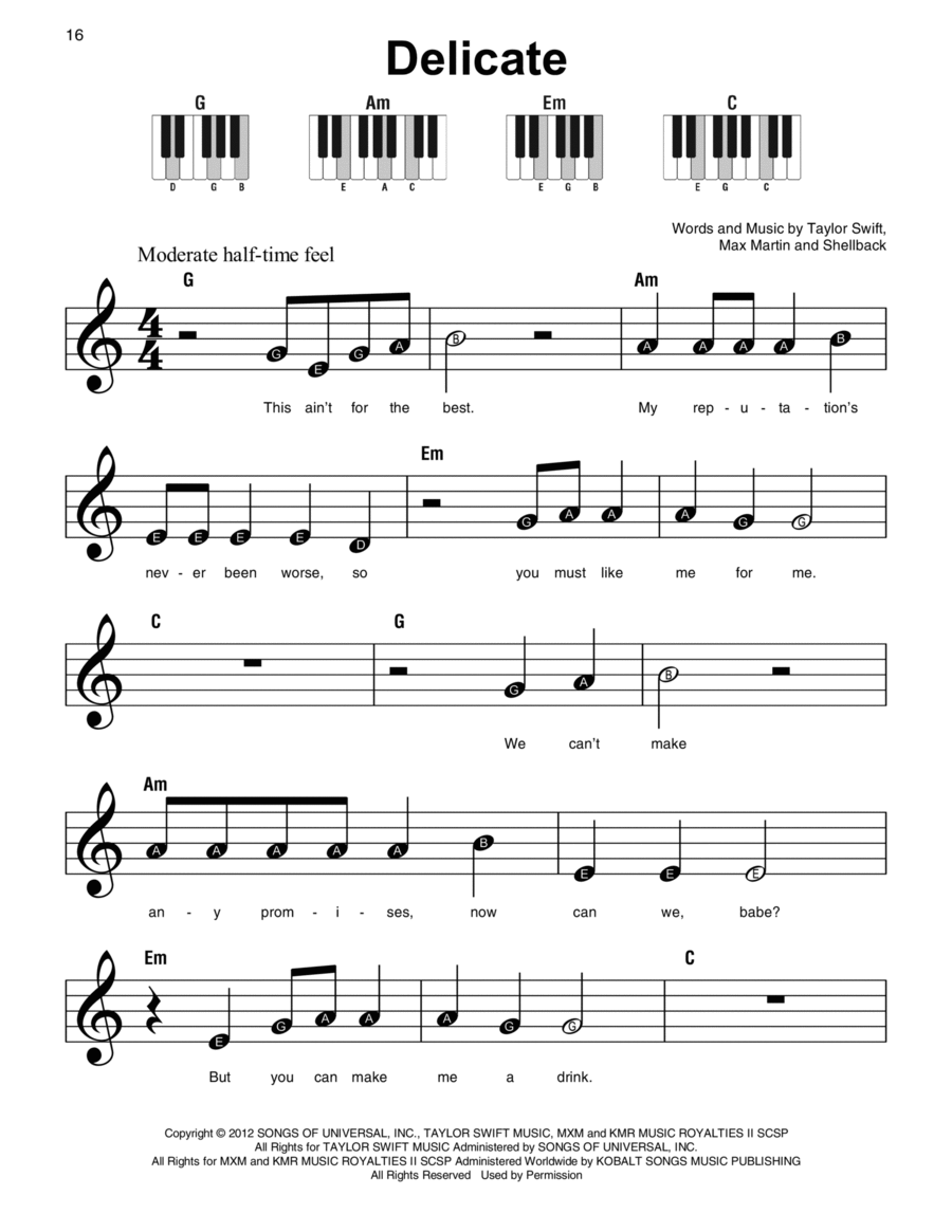 Delicate Easy Piano scores gallery preview page 1