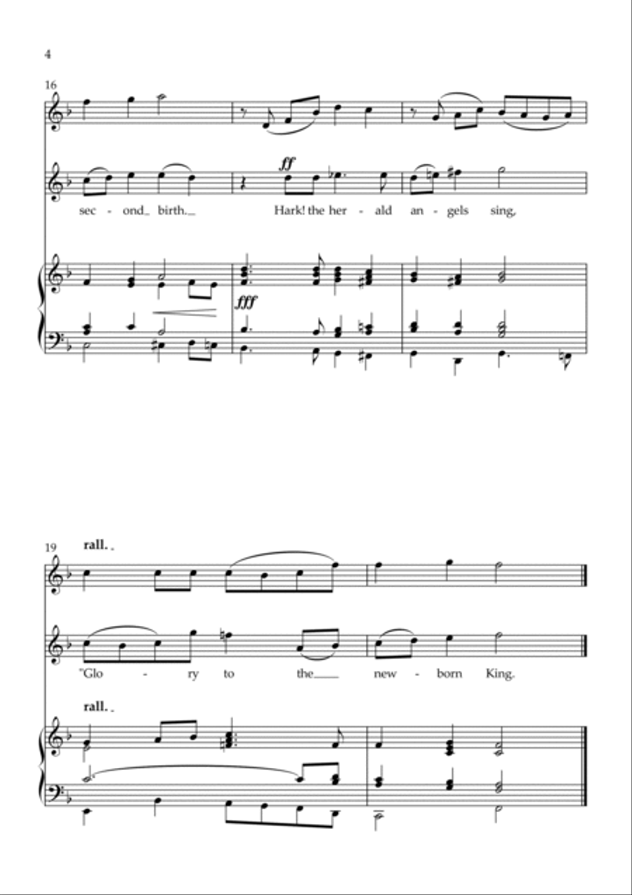Hark! the Herald Angels Sing, (descant verse with trumpet & organ) Trumpet Duet scores gallery preview page 4