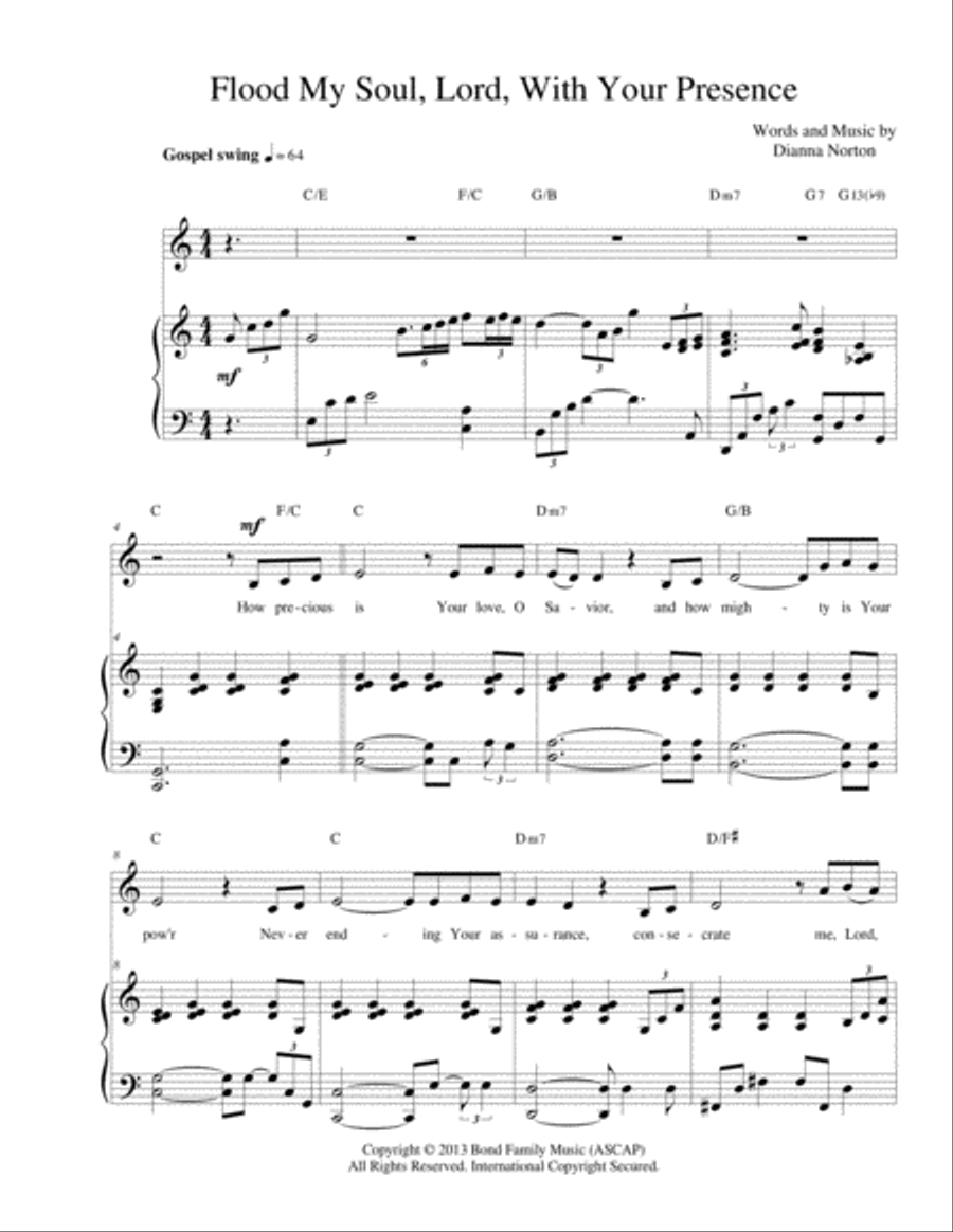 Flood My Soul Lord With Your Presence Piano, Vocal, Guitar scores gallery preview page 1