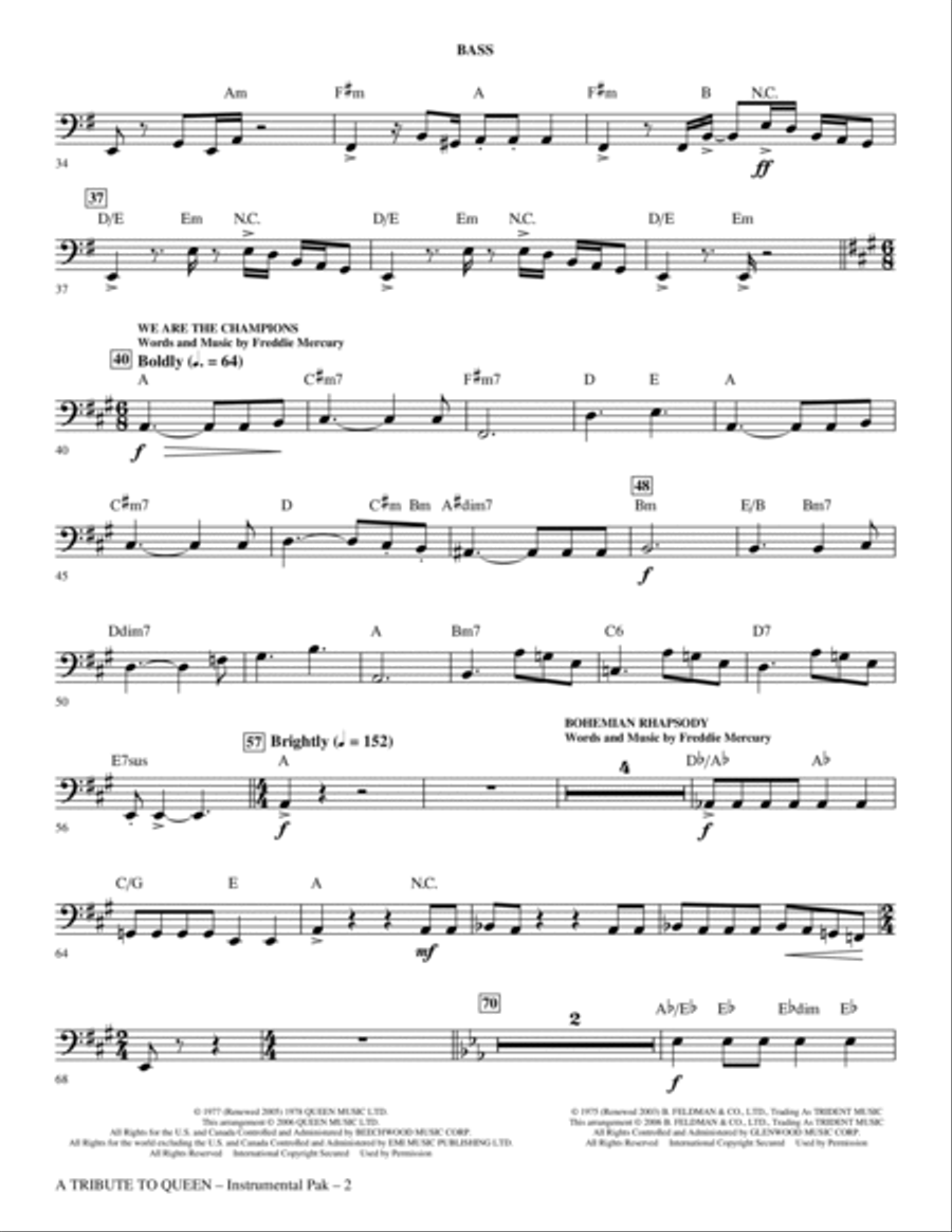 A Tribute To Queen (Medley) (arr. Mark Brymer) - Bass Choir scores gallery preview page 2