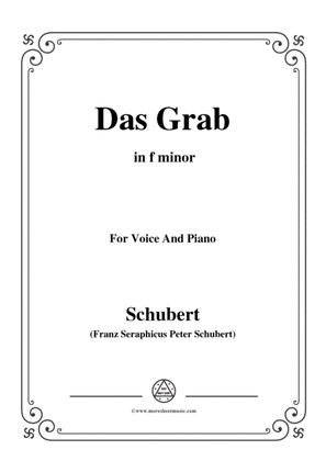 Book cover for Schubert-Das Grab,in f minor,for Voice and Piano