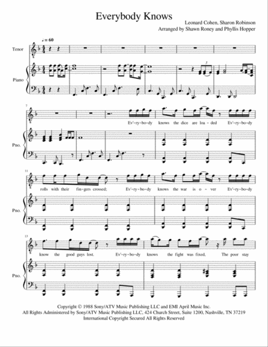 Everybody Knows Voice scores gallery preview page 1