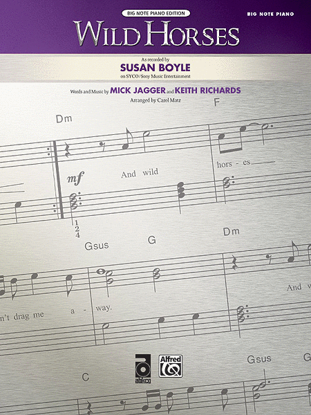 Susan Boyle: Wild Horses (Big Note Piano)